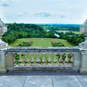 Cliveden House wedding photography - unbelievable views from the rooftop of the venue