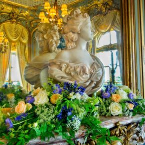 Cliveden House wedding photography - flowers in the mirror