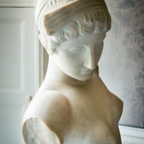 Cliveden House wedding photography - fabulous marble statues adorn this wonderful venue