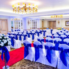 Photography of the wedding civil ceremony room setup looking absolutely stunning at The Compleat Angler Hotel in Marlow