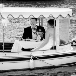 The couple set off on a romantic boat trip on the River Thames