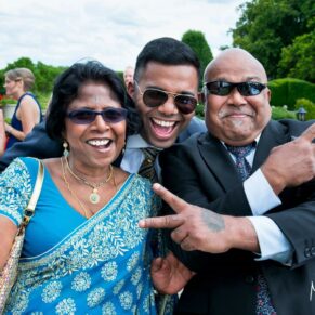 These three guests knew how to enjoy themselves with a few antics thrown into the mix at this lively Danesfield House wedding reception x