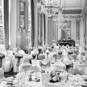 The Versailles Suite just before the guests are called in for the wedding breakfast at Danesfield House