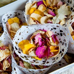 Confetti at the ready for this summery Danesfield House wedding