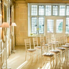 The ceremony room setup in the hotel's restaurant for a smaller marriage