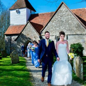 Dorton House wedding photography - leaving the church after the ceremony