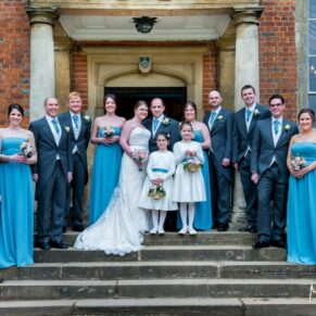 Dorton House wedding photography of the bridal party on the front steps