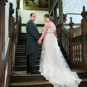 Dorton House wedding photography - the staircase is stunning for picture opportunities