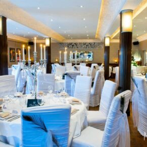 Berkhamsted Gatsby wedding photography of the grand dining room all set for the meal