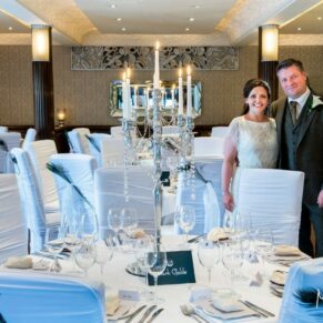 Berkhamsted Gatsby wedding photography of the newlyweds in the dining room