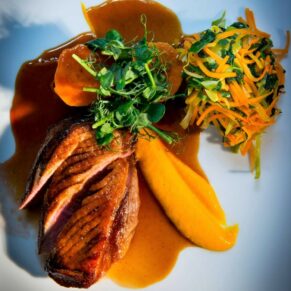 The delicious main course straight from the kitchen at this foodie lovers venue