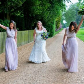 The ladies loving the party vibe as they head towards the drinks reception from the church!