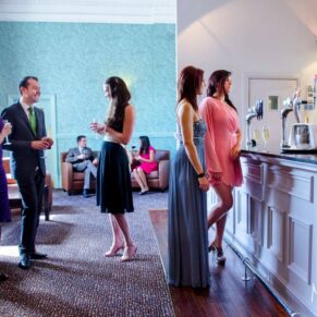 Harte and Garter wedding photography of the guests in the bar area