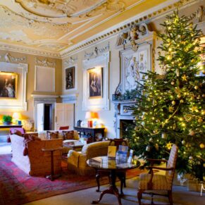 Hartwell House Hotel's Christmassy interior of the Great Hall