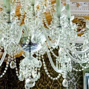 One of Hartwell House's many grand chandeliers