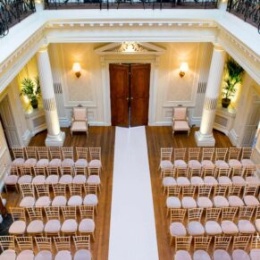 The grand civil ceremony room setup in the Centre Hall at Hedsor House