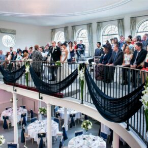 Kings Chapel Amersham wedding photography - the tiered gallery overlooking the civil ceremony