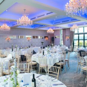 Stunning Cavendish Suite interiors prior to the meal for this summer wedding