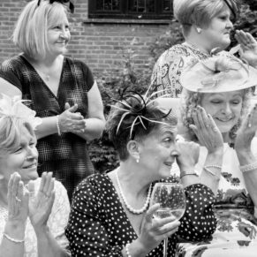 Same sex Buckinghamshire wedding photography of guest reactions during the speeches