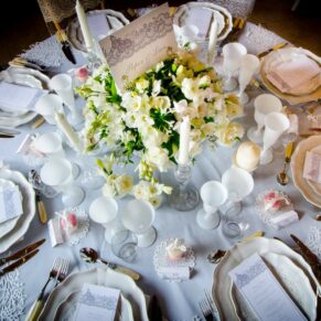 Striking all pastel shades table layout for this wedding at The Dairy