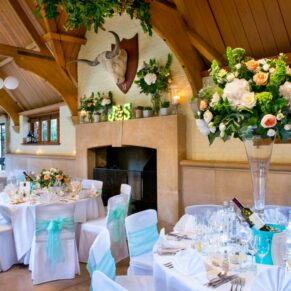 Colourful room setup inside the West Hall at The Dairy for this wonderful wedding
