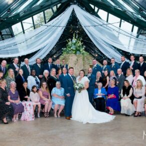 A shot of everyone captured inside the Wintergarden at The Dairy on the Waddesdon Estate