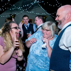 Lots of laughter between these three guests during the evening's reception drinks at The Dairy
