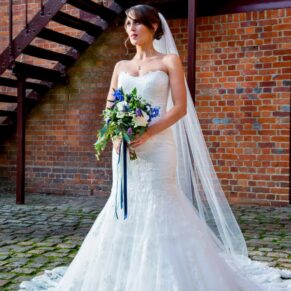 The Five Arrows Hotel has so many incredible photo opportunities - the bride is seen here standing on the old Victorian cobblestones
