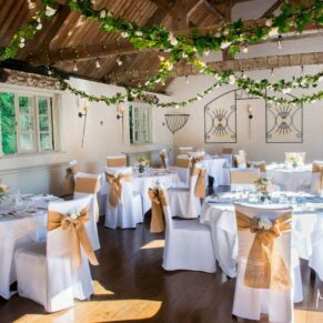 The gorgeous dining room stable setup before the meal started at The Five Arrows Hotel