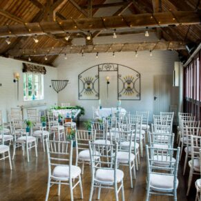 The gorgeous ceremony room setup in the stables