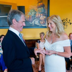 The indoor wedding civil ceremony in progress