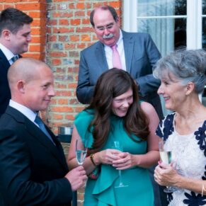 Some of the wedding guests enjoying the banter and party atmosphere during the drinks reception