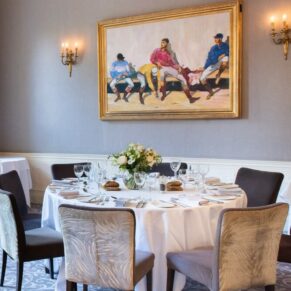 The gorgeous dining room all setup for the wedding breakfast at Saint Michael's Manor