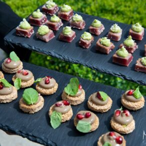 Yummy and colourful canapes provided for the appreciative guests during the drinks reception at Saint Michael's Manor