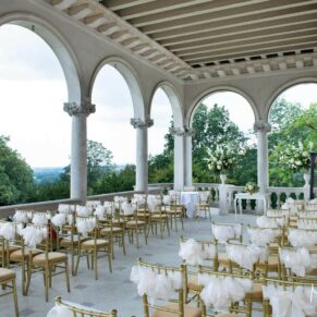 Cliveden House photography - the ceremony all set for the pavilion wedding