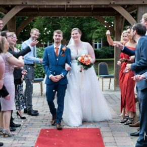 Wedding bubble aisle at The Mercure Lambert Hotel, Thame