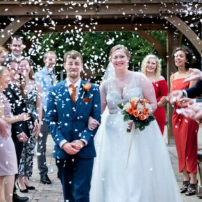 Wedding confetti aisle at The Mercure Lambert Hotel, Thame