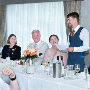 The wedding speeches in progress at The Mercure Lambert Hotel, Thame