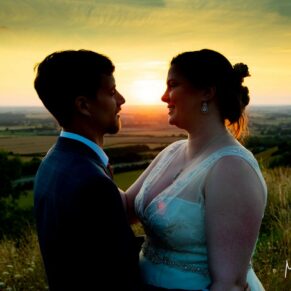 Sunset pose of the newlyweds at their Mercure Lambert Hotel wedding, Thame