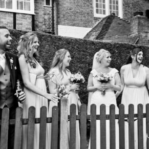 The groom and the ladies captured informally at The Grange, Northwood wedding