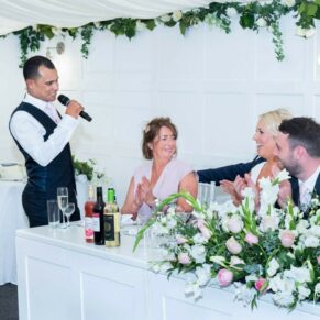 The best man makes his speech, captured at The Grange, Northwood