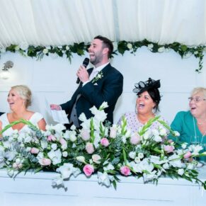 The wedding speeches captured in full flow at The Grange, Northwood