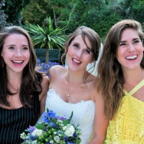 Five Arrows Hotel wedding photography of the bride with two girlfriends