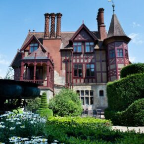 Five Arrows Hotel exterior through the flowers - Buckinghamshire wedding photography