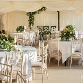 The stunning marquee interior prior to the meal at The Five Arrows Hotel