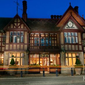 Five Arrows Hotel wedding photography of the venue at dusk