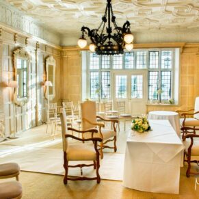 The venue's interiors offer the most wow interiors for small civil wedding ceremonies at Danesfield House