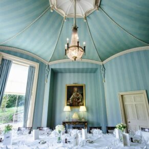 The stunning Octagon Room all set for the wedding breakfast at Hartwell House