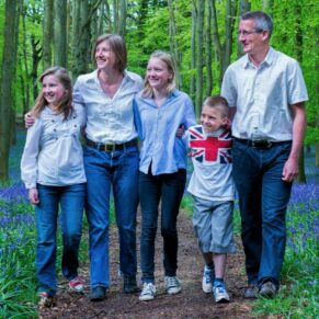 Family portraits - Buckinghamshire photography - making a photo shoot as relaxed as possible always achieves the most fabulous results - this bluebells walking shot was captured in the Chilterns AONB