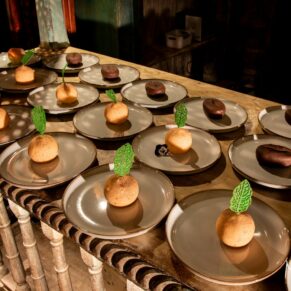 Striking desserts freshly prepared for the wedding guests at The Crazy Bear Hotel in Stadhampton